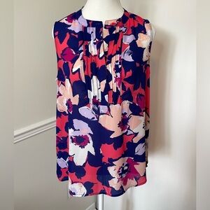 Liz Claiborne Sleeveless Pintuck Floral Top M